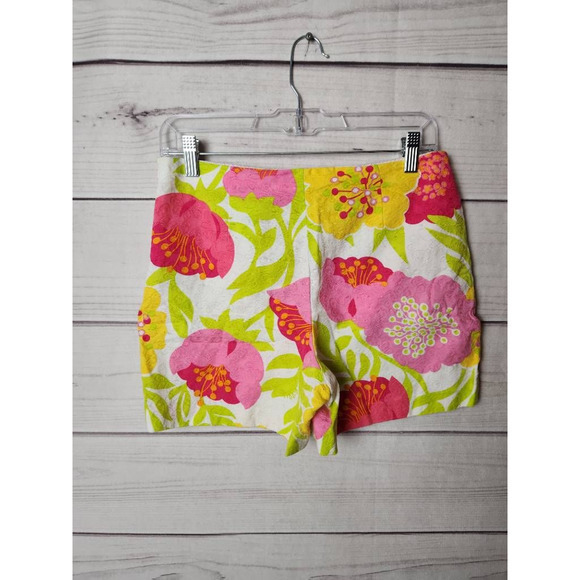 Lilly Pulitzer Womens Casual Shorts Multicolor Floral Printed Side Zip Cotton 4 - Picture 2 of 7